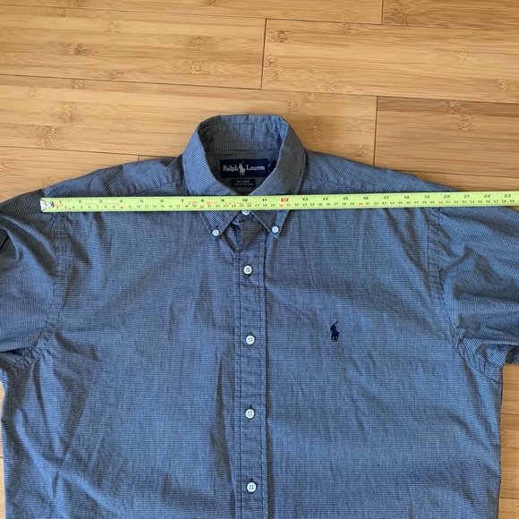 RALPH LAUREN Men's LS BLAIRE Cotton Button Up sz. M Shirt Gingham Check Blue - Picture 4 of 14